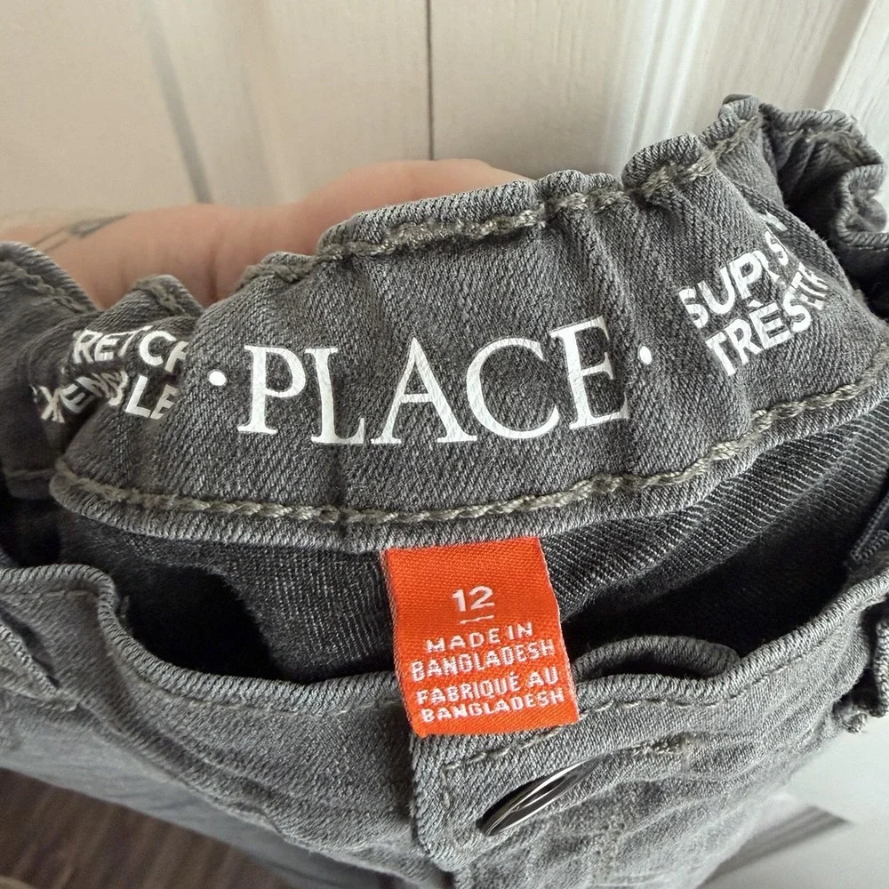 Place Gray Super Skinny Stretch Adjustable Jeans Boys Size 12 Casual School Play